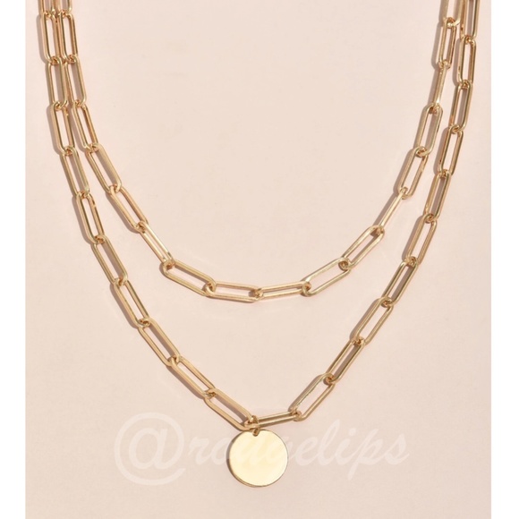 Gold Tone Double Layer Chain with Charm Fashion Necklace - Picture 4 of 10